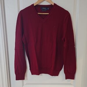 Polo by Ralph Lauren Men's Classic Red V-Neck Sweater